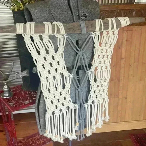 Homemade beautiful, macramé art piece on driftwood. This was made in California. - Picture 7 of 7